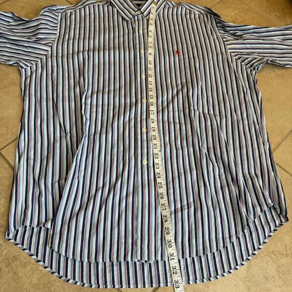 Ralph Lauren Blake Button Down Shirt Mens Size Large Cotton Blue Striped - Picture 8 of 10